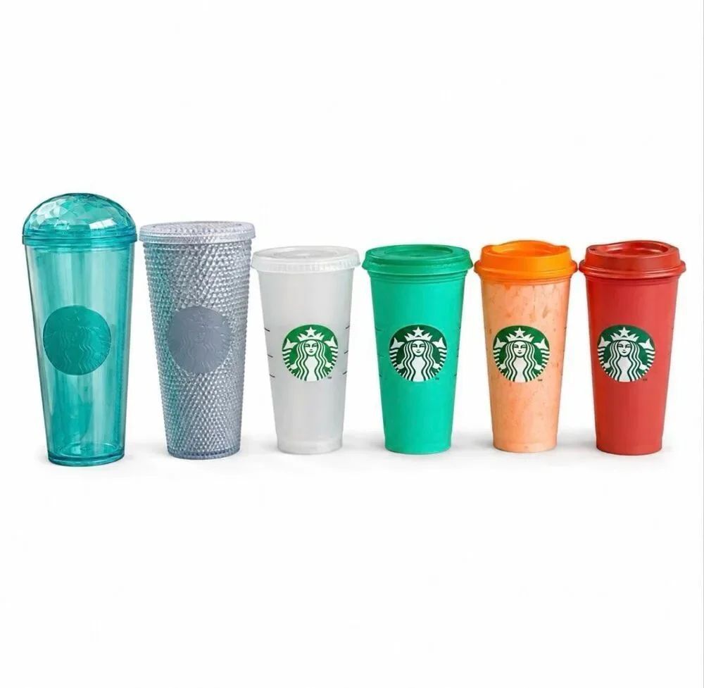 Starbucks Reusable Cup Tumbler Lot of 6 Colorful Cold & Hot Cups